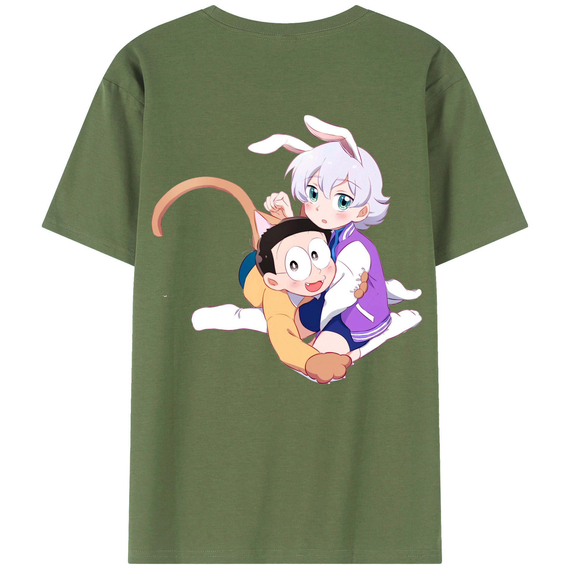 （画像用） ドラえもん 野比 のび太 Doraemon Nobita Nobi 綿100％ メンズ半袖Tシャツ（バックプリント） 通気性